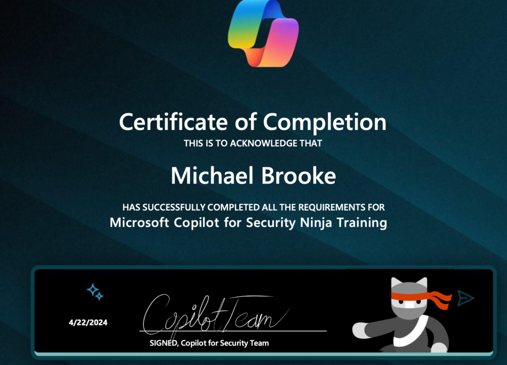 Microsoft Copilot for Security Ninja Now operating!